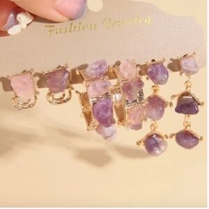 ❤️ FREE Geode Geo Stone Boho Peasant Hipster Hippie Chic Deco Farm Earrings Set